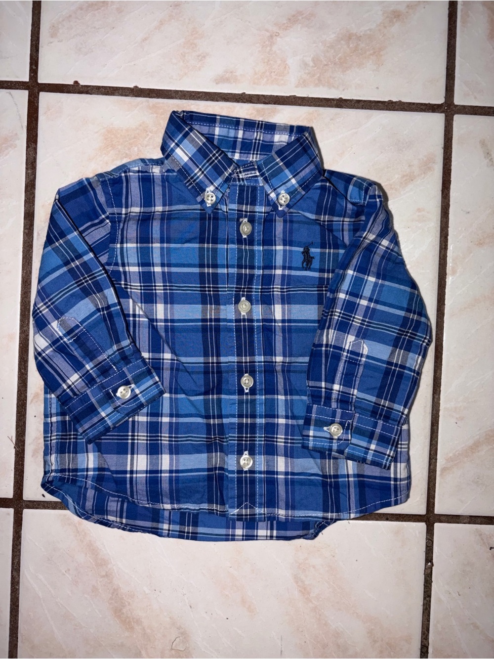 Ralph Lauren Blue Plaid Button-Down Shirt for Kids